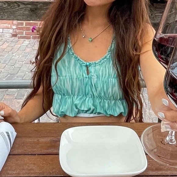 Boohoo Green Mesh Corset Top - Picture 12 of 14